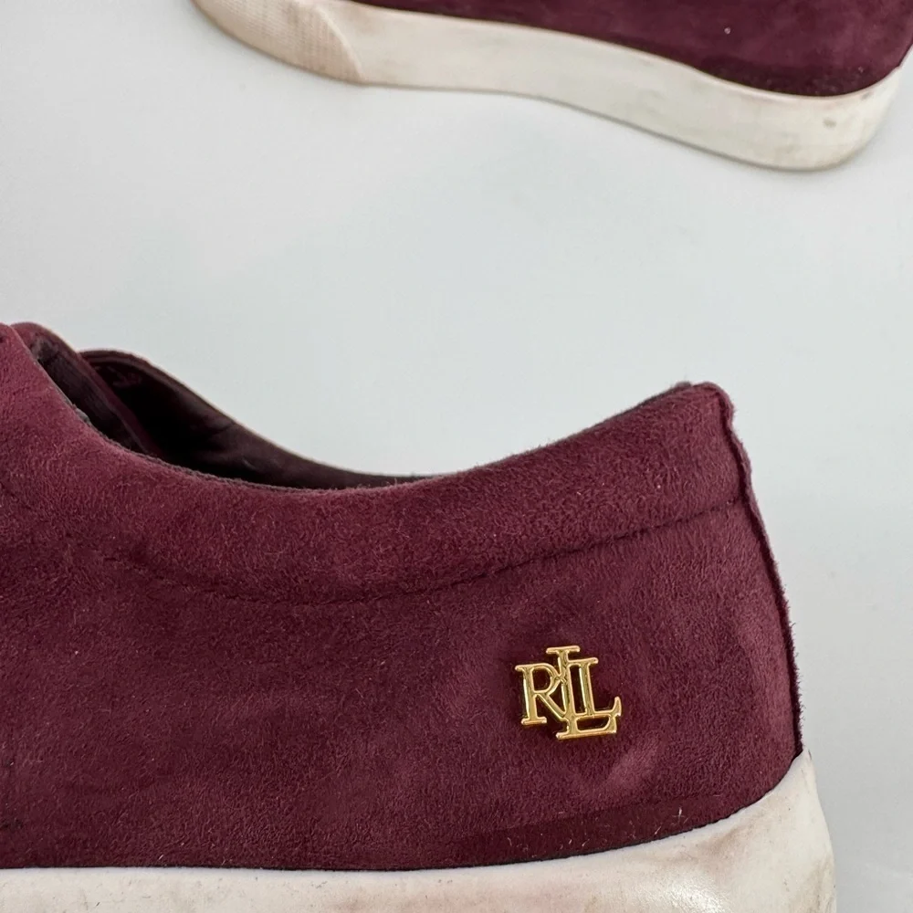 RALPH LAUREN BURGUNDY LEATHER SNEAKERS SIZE 7,5